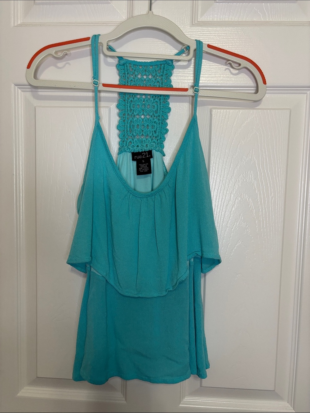 Rue21 Turquoise Crochet-Back Spaghetti Strap Camisole